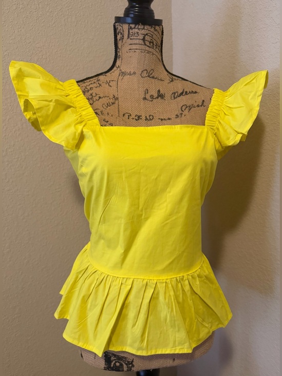 Who’s that girl? Tops - Sunny Yellow Ruffle Peplum open tie back